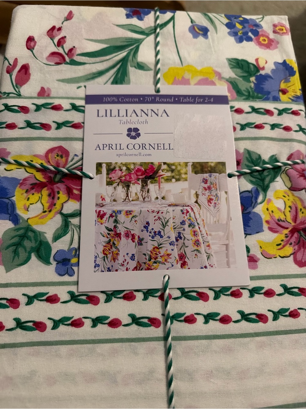 April Cornell Floral Lilliana Tablecloth 70” Round 100% cotton